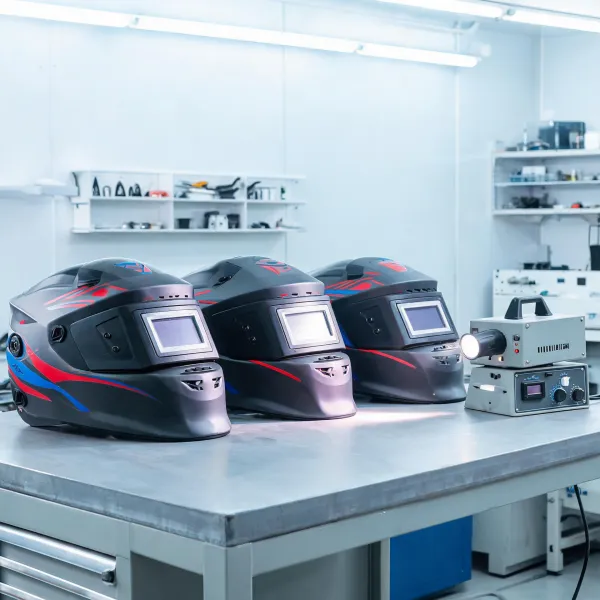 Welding helmet inspection bench